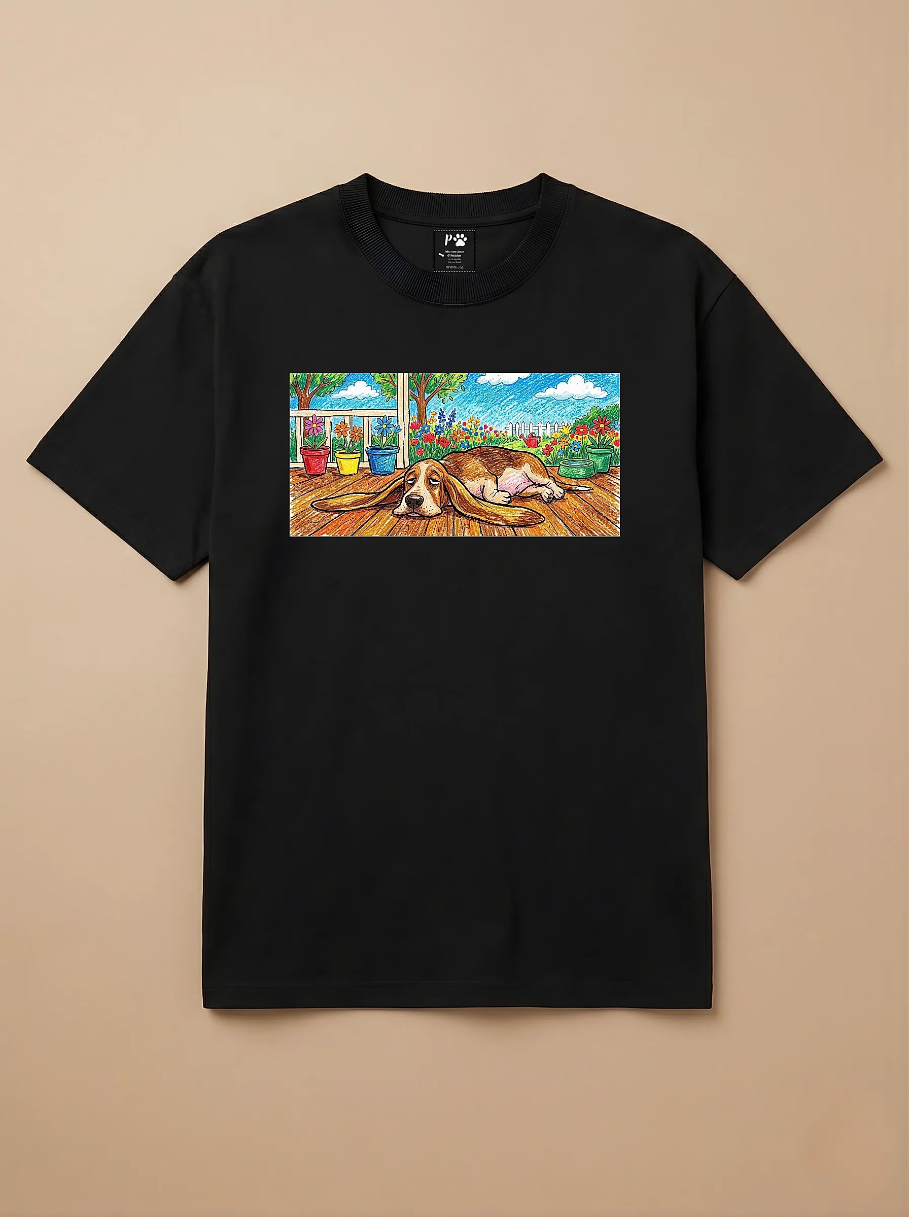 Camisa Pets em Giz - Basset Hound