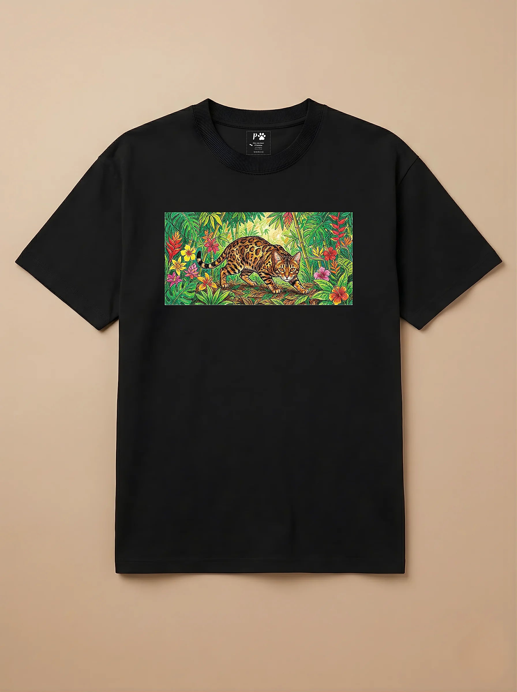 Camisa Pets em Giz - Gato de Bengala