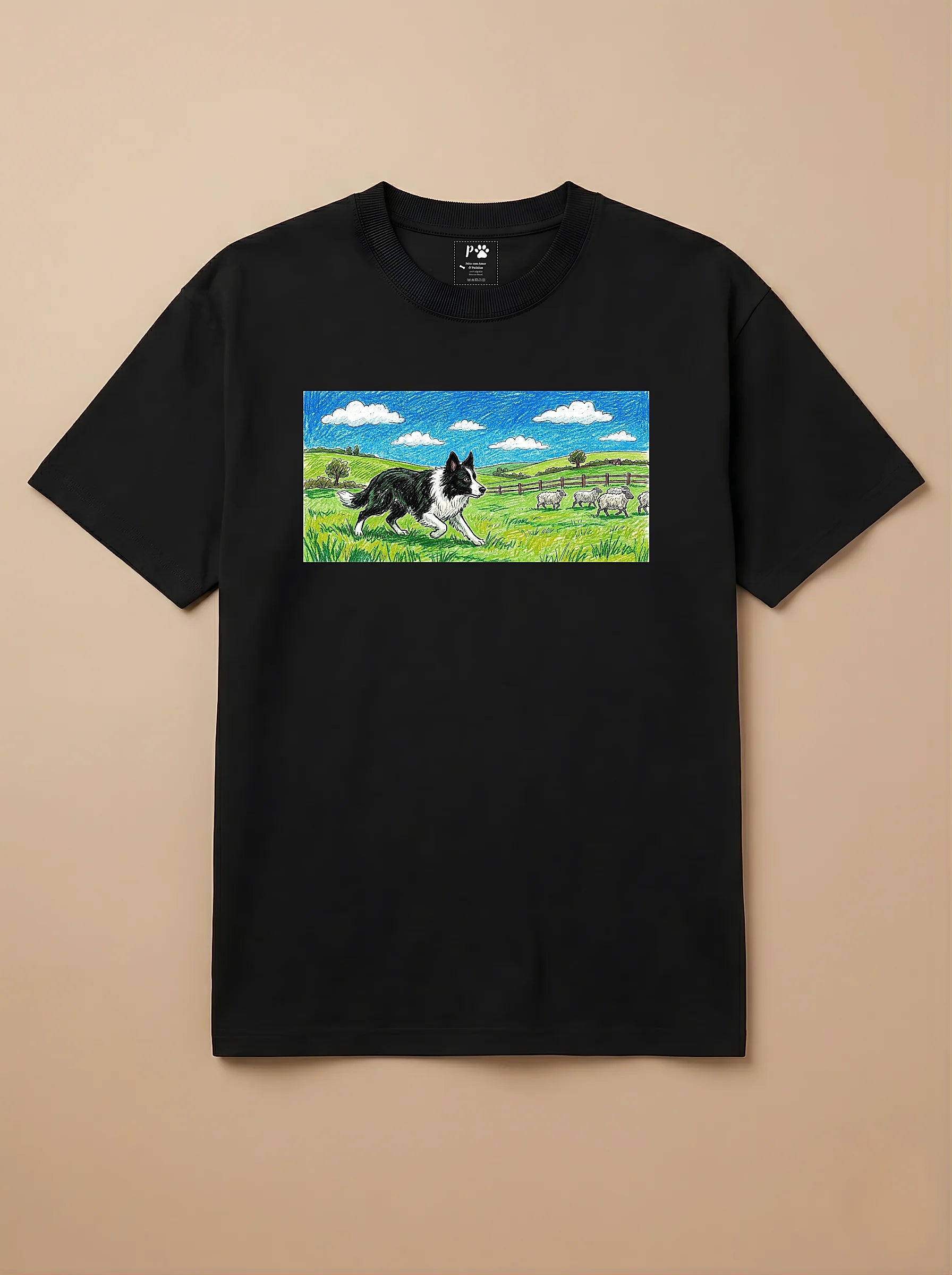 Camisa Pets em Giz - Border Collie