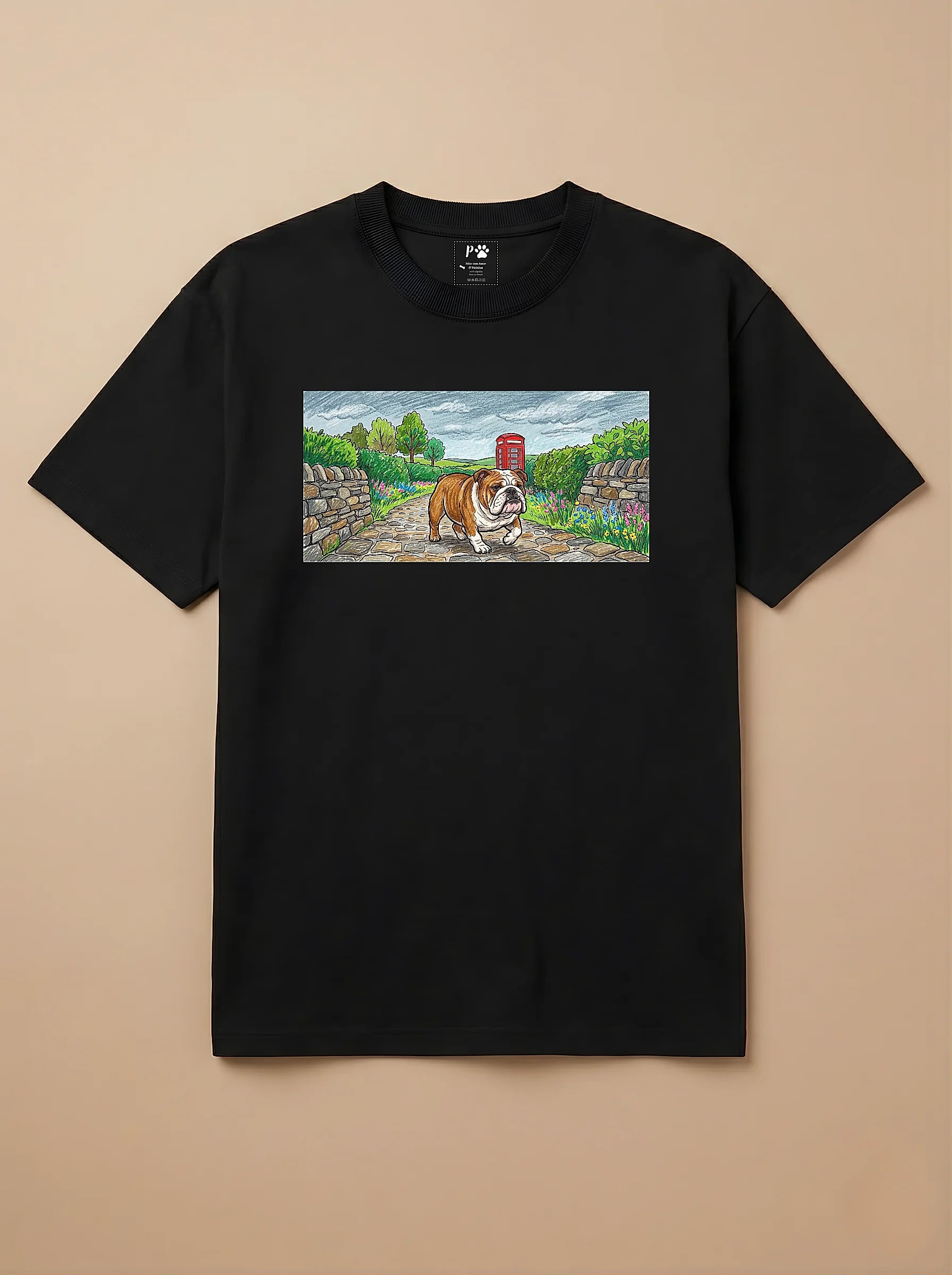 Camisa Pets em Giz - Bulldog Inglês