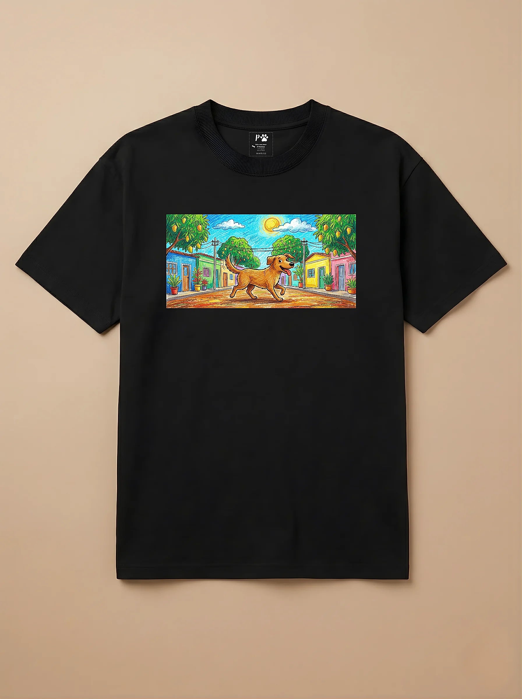 Camisa Pets em Giz - Caramelo