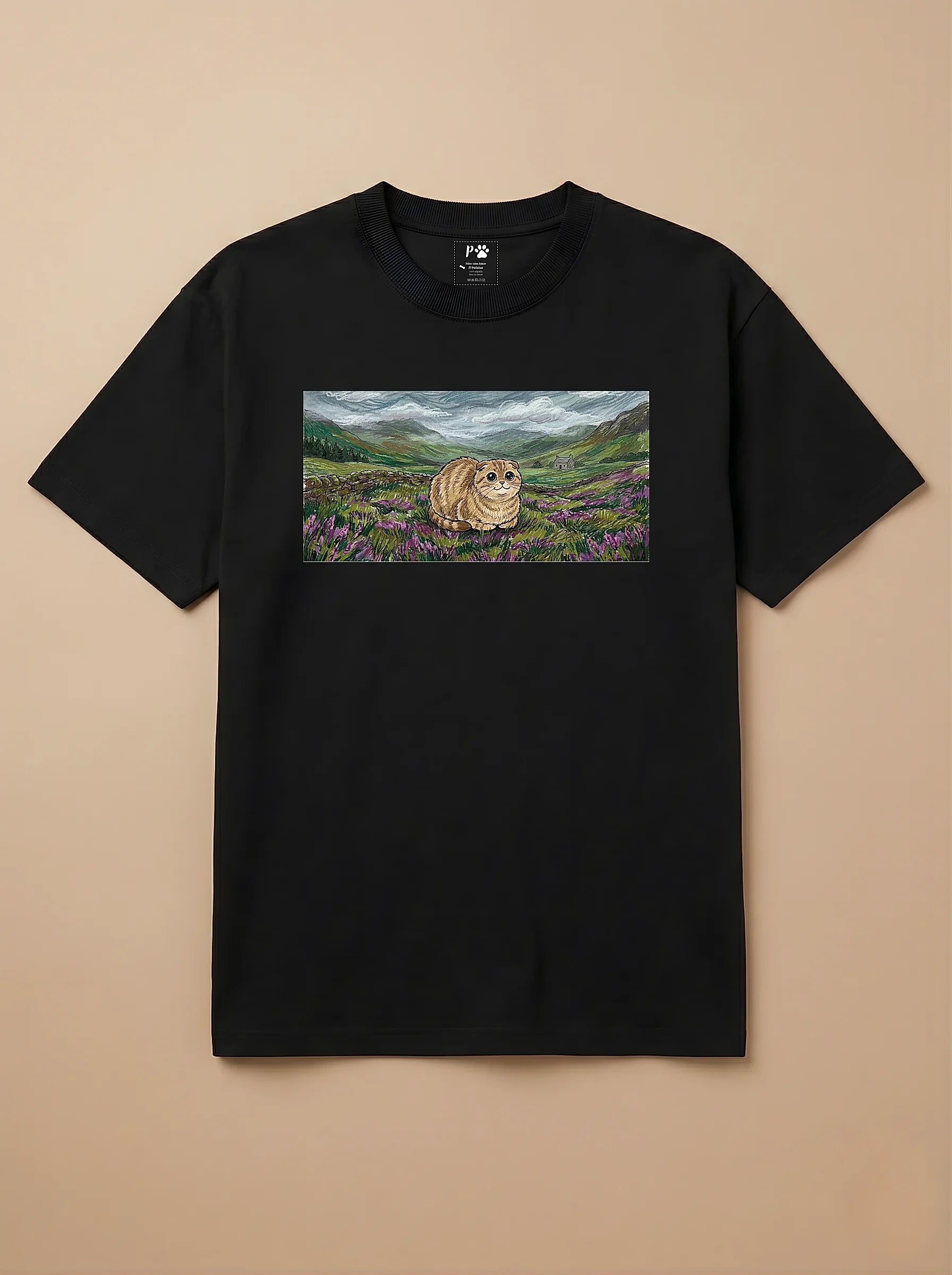 Camisa Pets em Giz - Gato Escocês