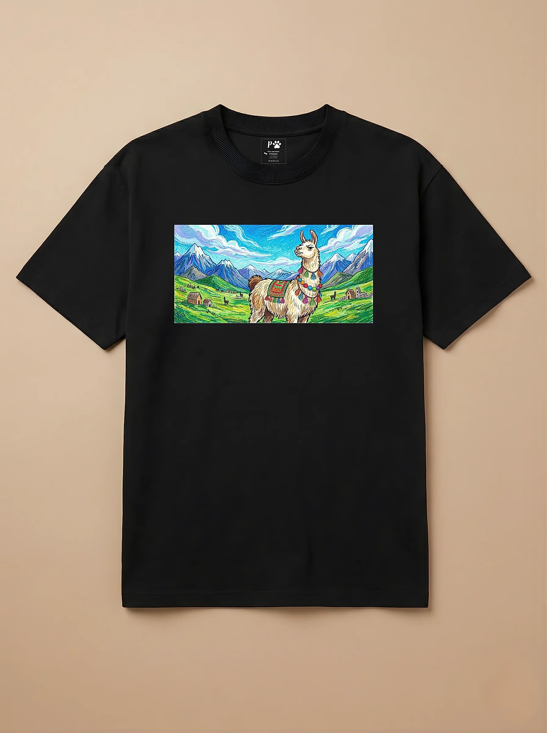Camisa Pets em Giz - Lhama
