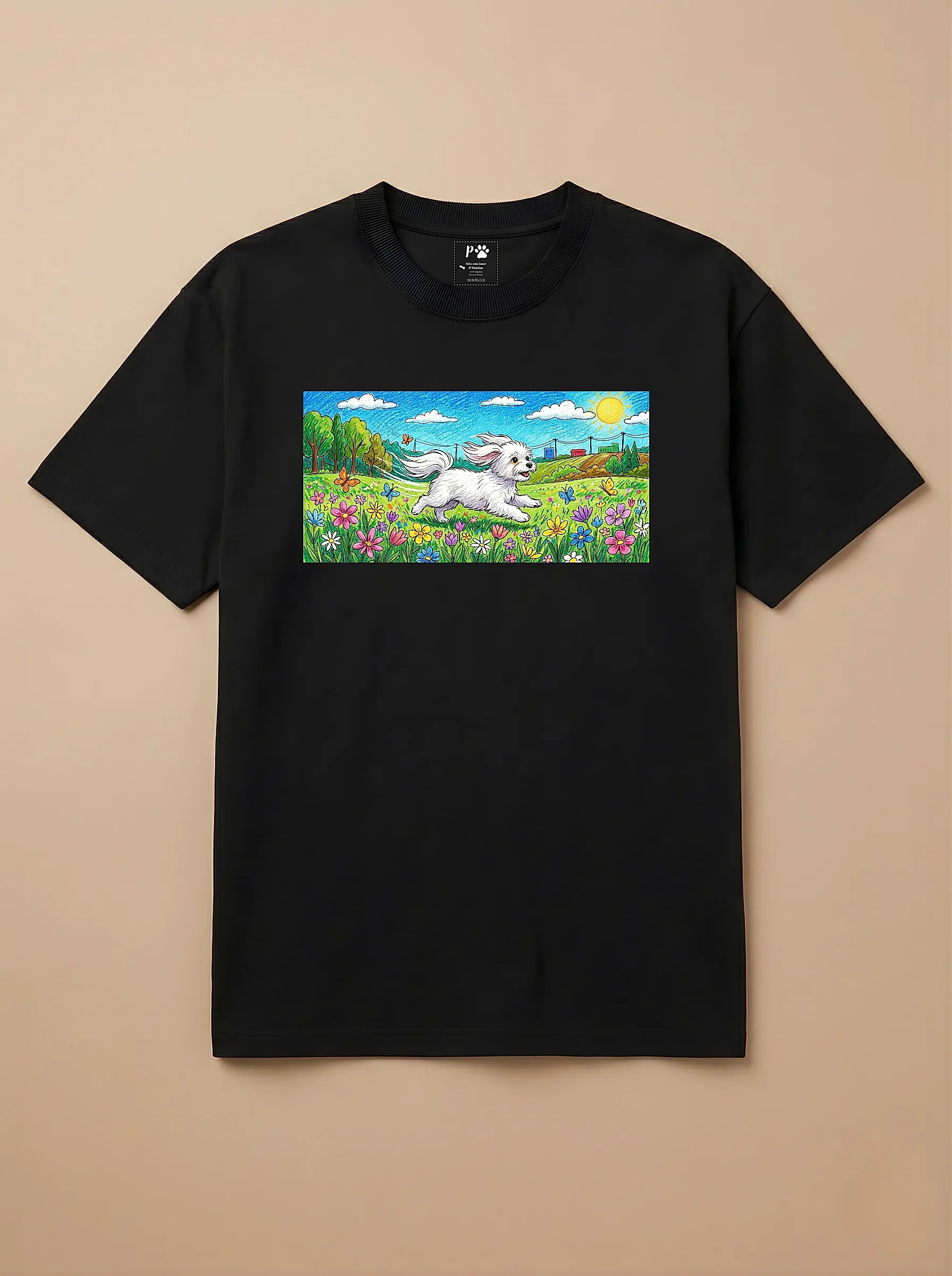Camisa Pets em Giz - Maltês