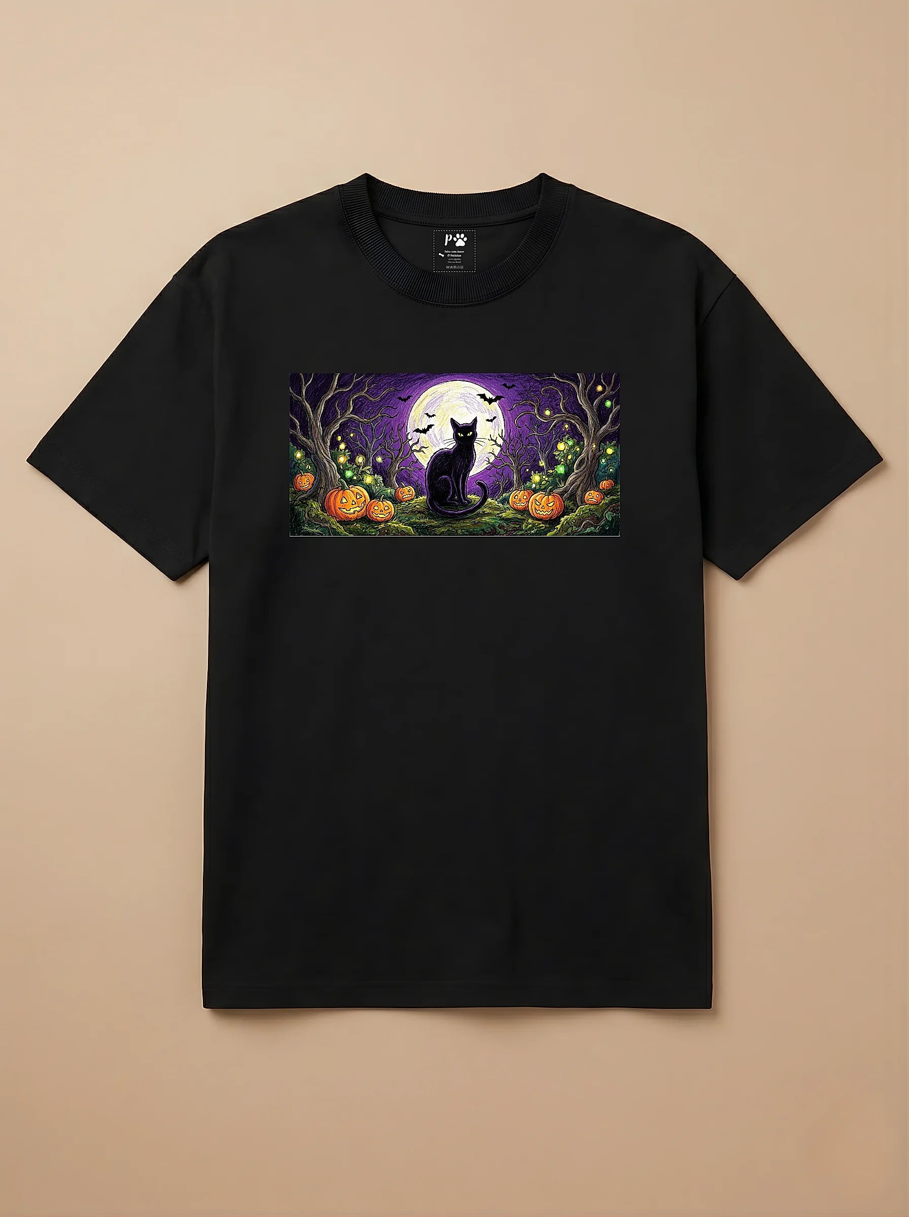 Camisa Pets em Giz - Gato Preto