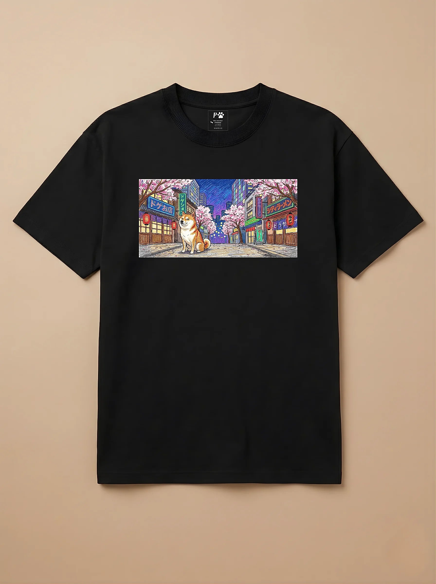 Camisa Pets em Giz - Shiba Inu