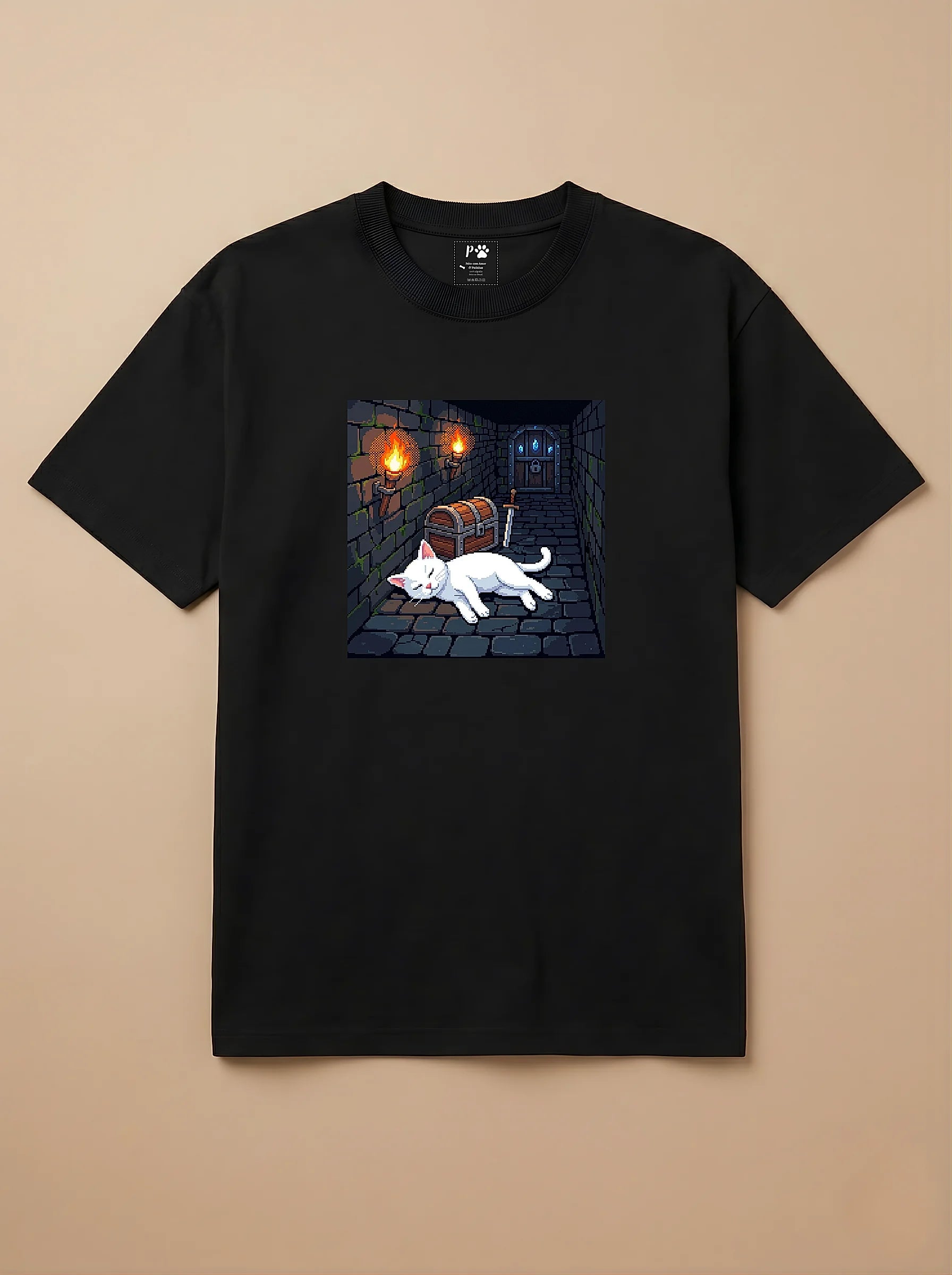 Camisa Jogos 16 Bits - Gato Branco