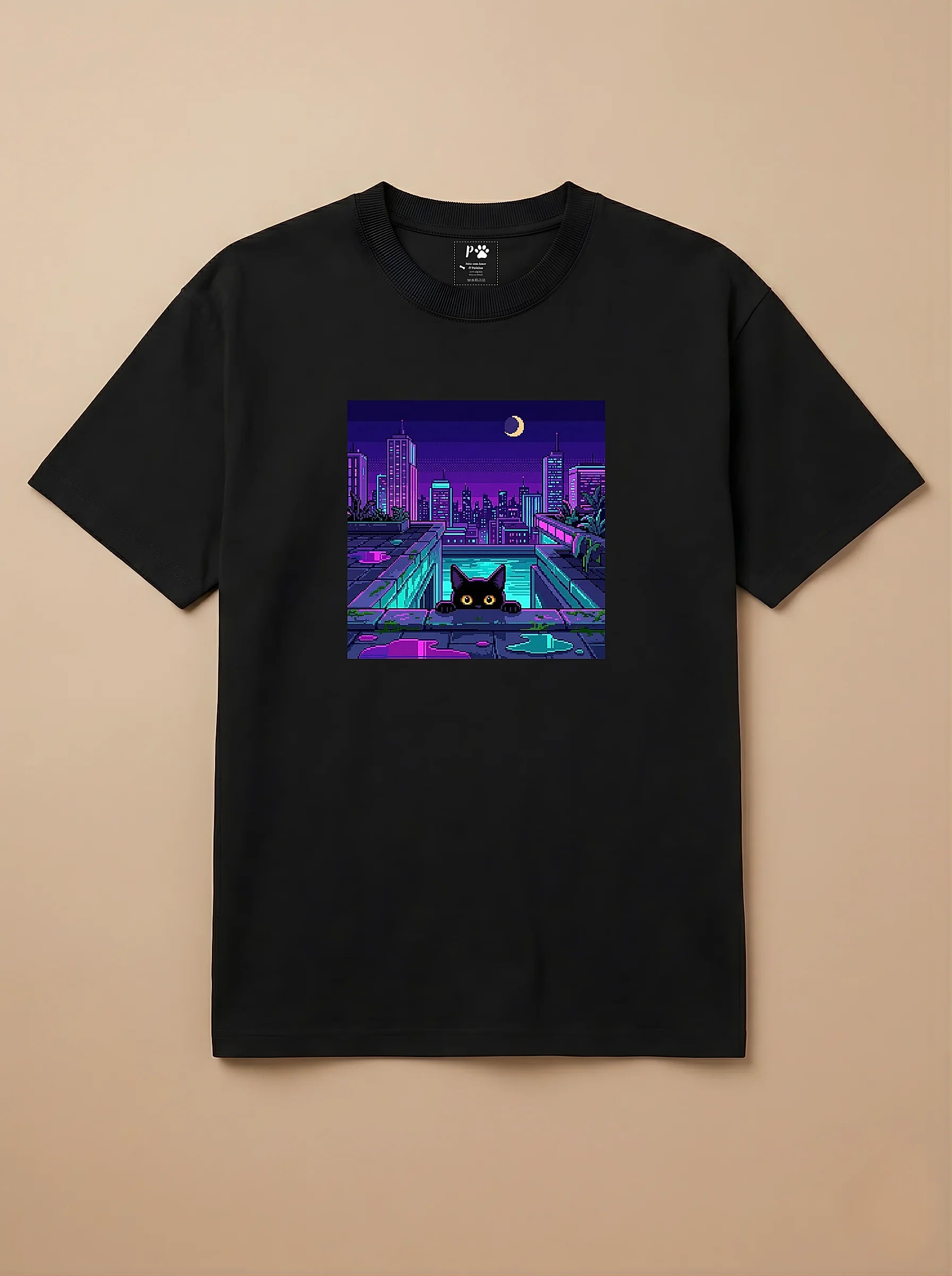 Camisa Jogos 16 Bits - Gato Preto