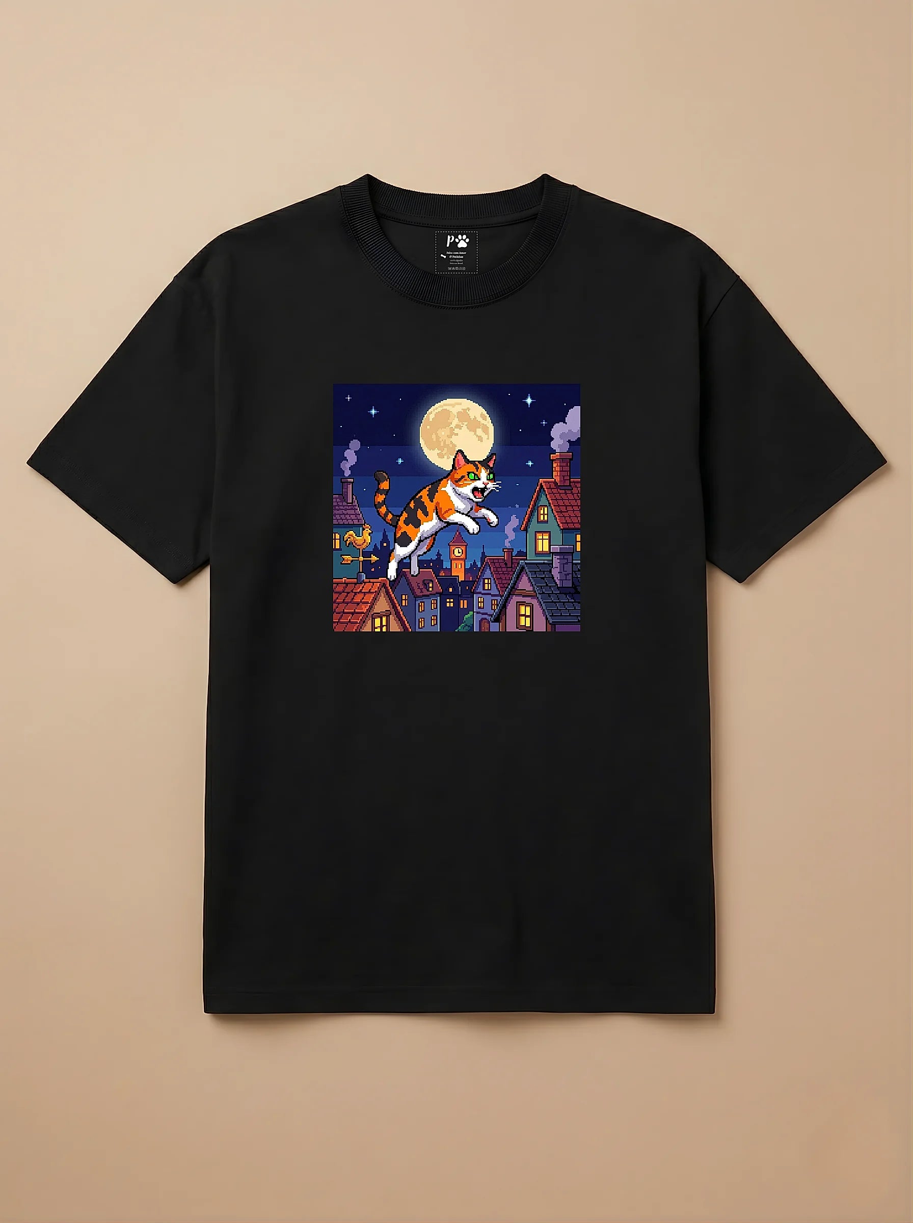 Camisa Jogos 16 Bits - Gato Tricolor