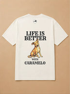 Camisa Oversized Life is Better With... - Caramelo