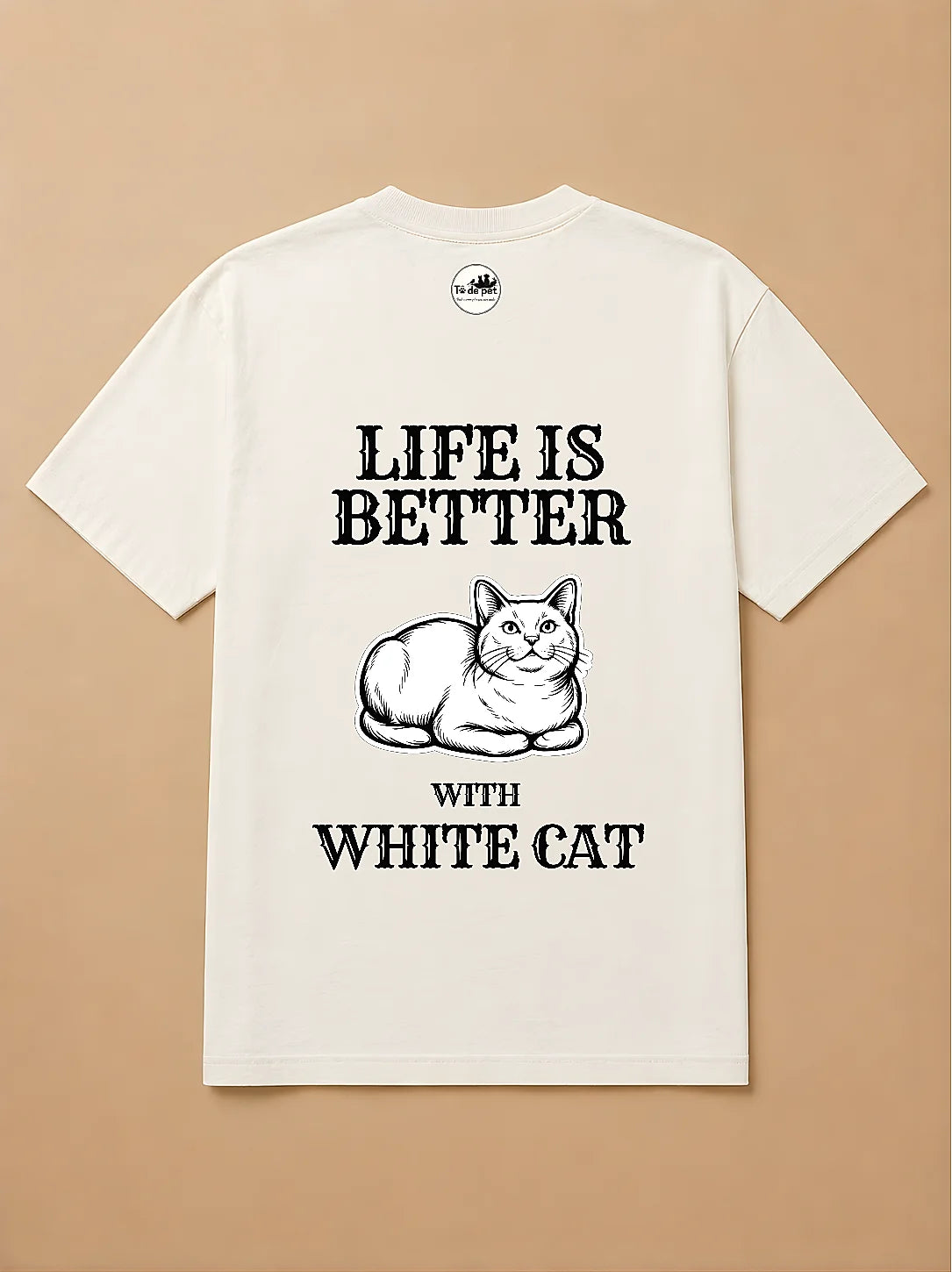 Camisa Oversized Life is Better With... - Gato Branco