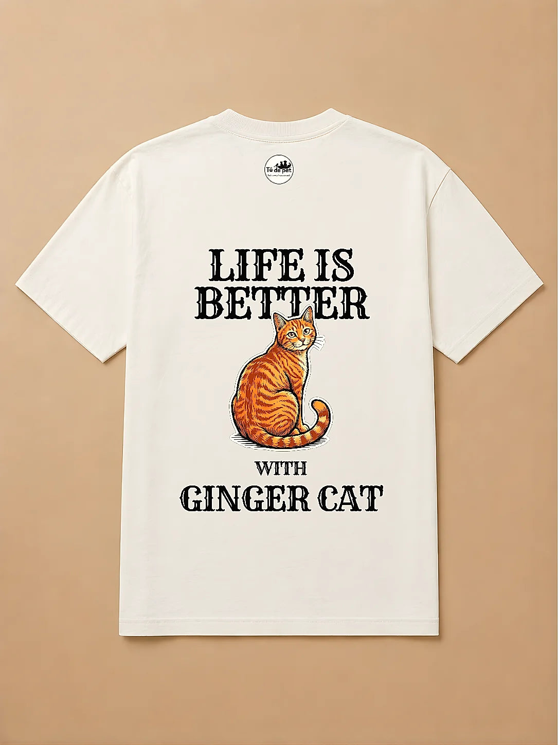 Camisa Oversized Life is Better With... - Gato Laranja