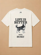 Camisa Oversized Life is Better With... - Husky