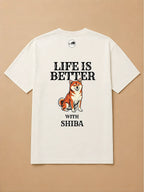 Camisa Oversized Life is Better With... - Shiba Inu