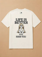 Camisa Oversized Life is Better With... - Shih Tzu