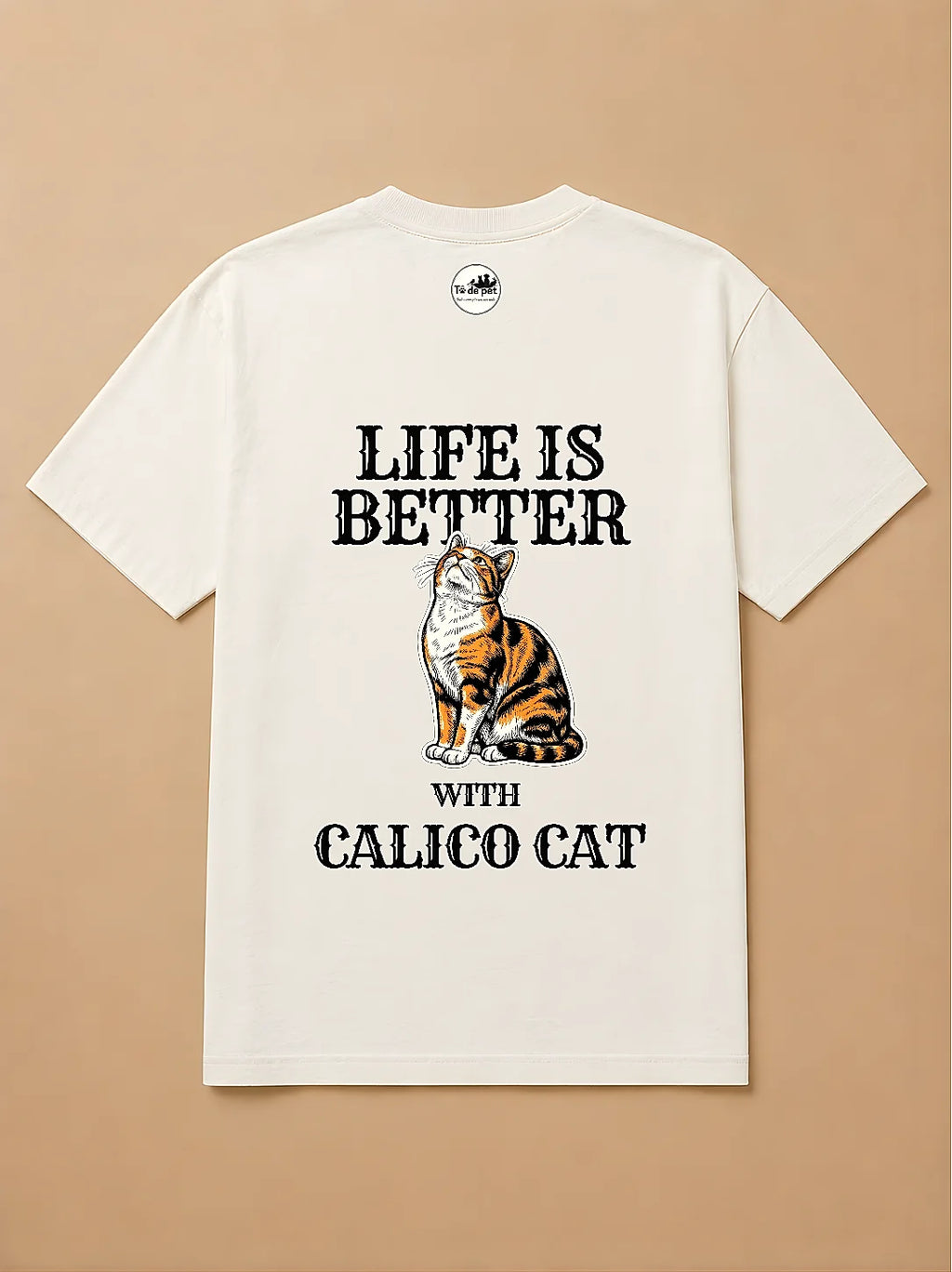 Camisa Oversized Life is Better With... - Gato Tricolor