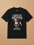Camisa Oversized Life is Better With... - Beagle