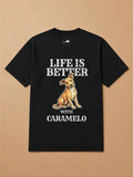 Camisa Oversized Life is Better With... - Caramelo