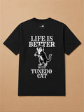 Camisa Oversized Life is Better With... - Gato Frajola