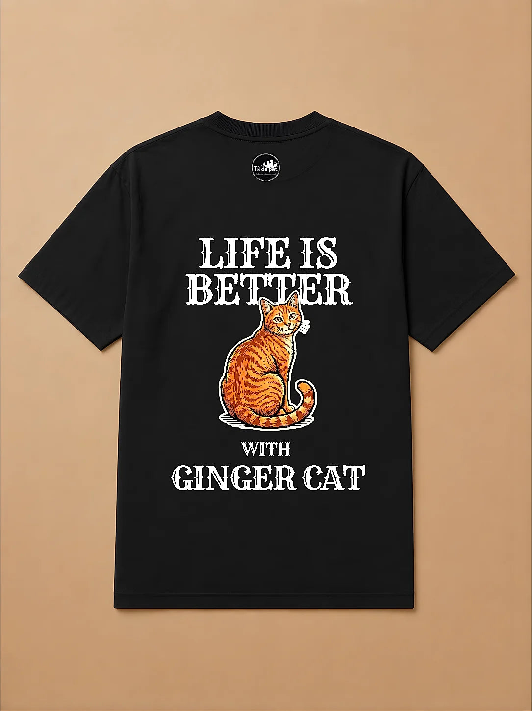 Camisa Oversized Life is Better With... - Gato Laranja