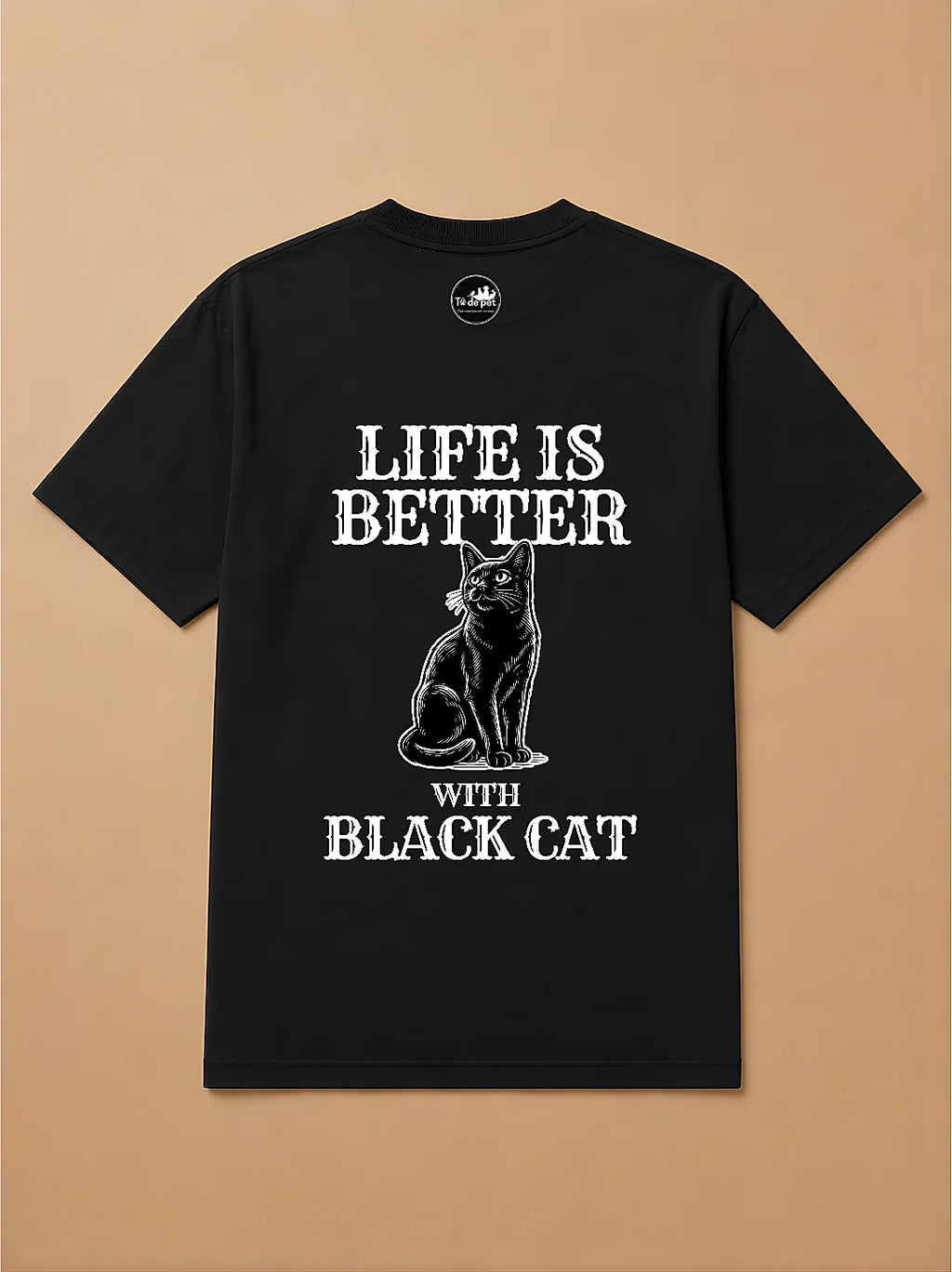 Camisa Oversized Life is Better With... - Gato Preto