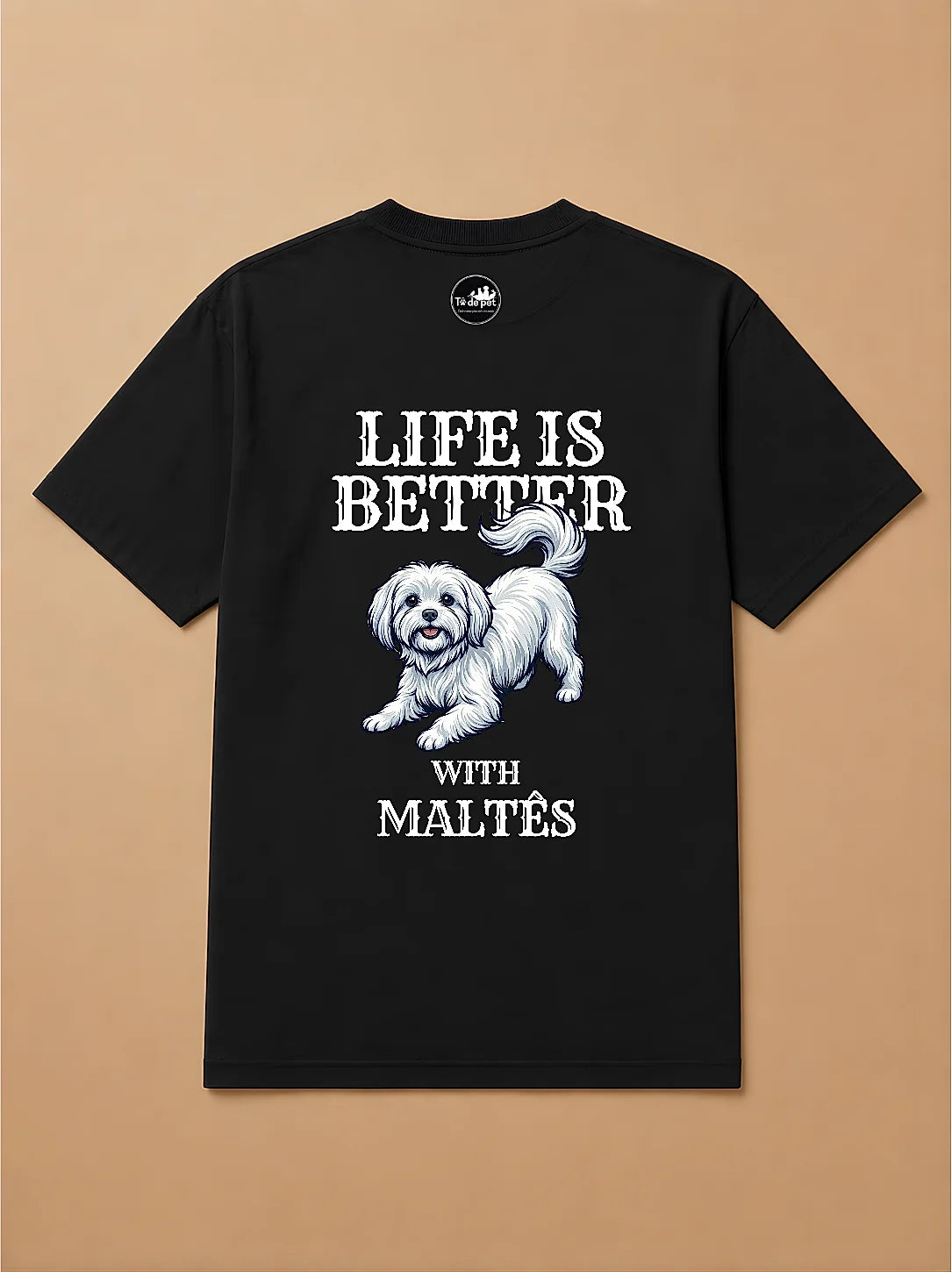 Camisa Oversized Life is Better With... - Maltês