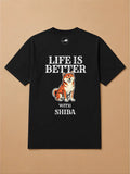 Camisa Oversized Life is Better With... - Shiba Inu