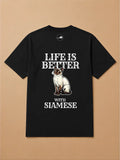 Camisa Oversized Life is Better With... - Siamês