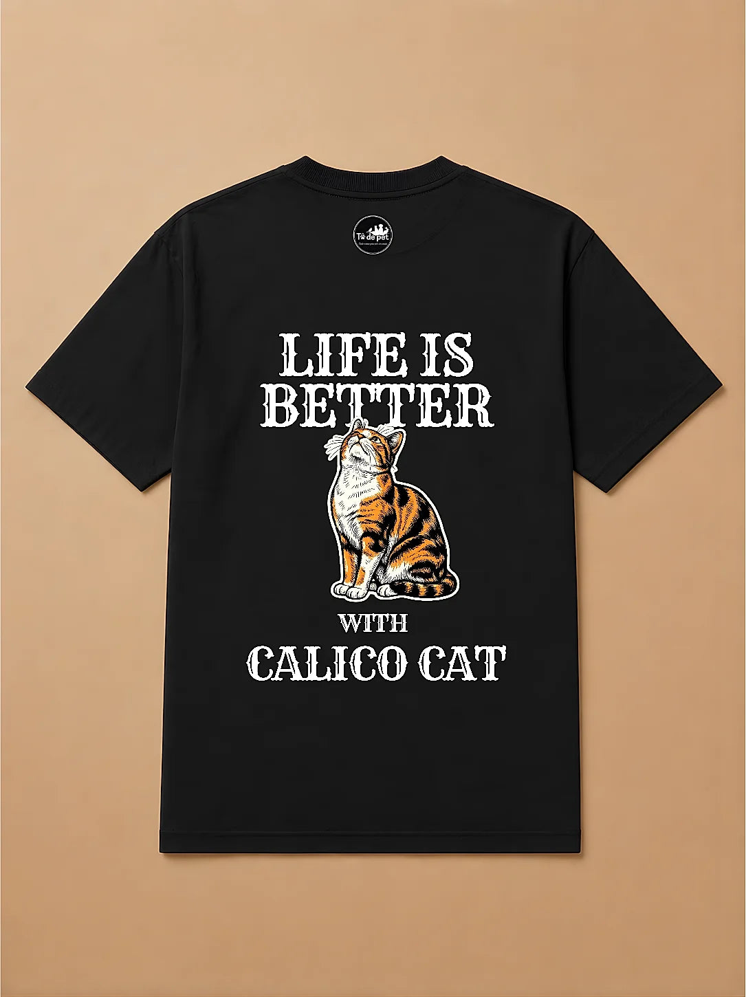 Camisa Oversized Life is Better With... - Gato Tricolor