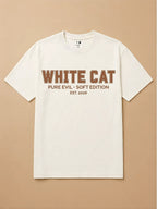 Camisa Oversized College - Gato Branco