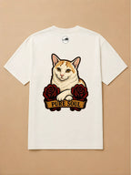 Camisa Oversized Old School - Gato Branco