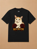 Camisa Oversized Old School - Gato Branco