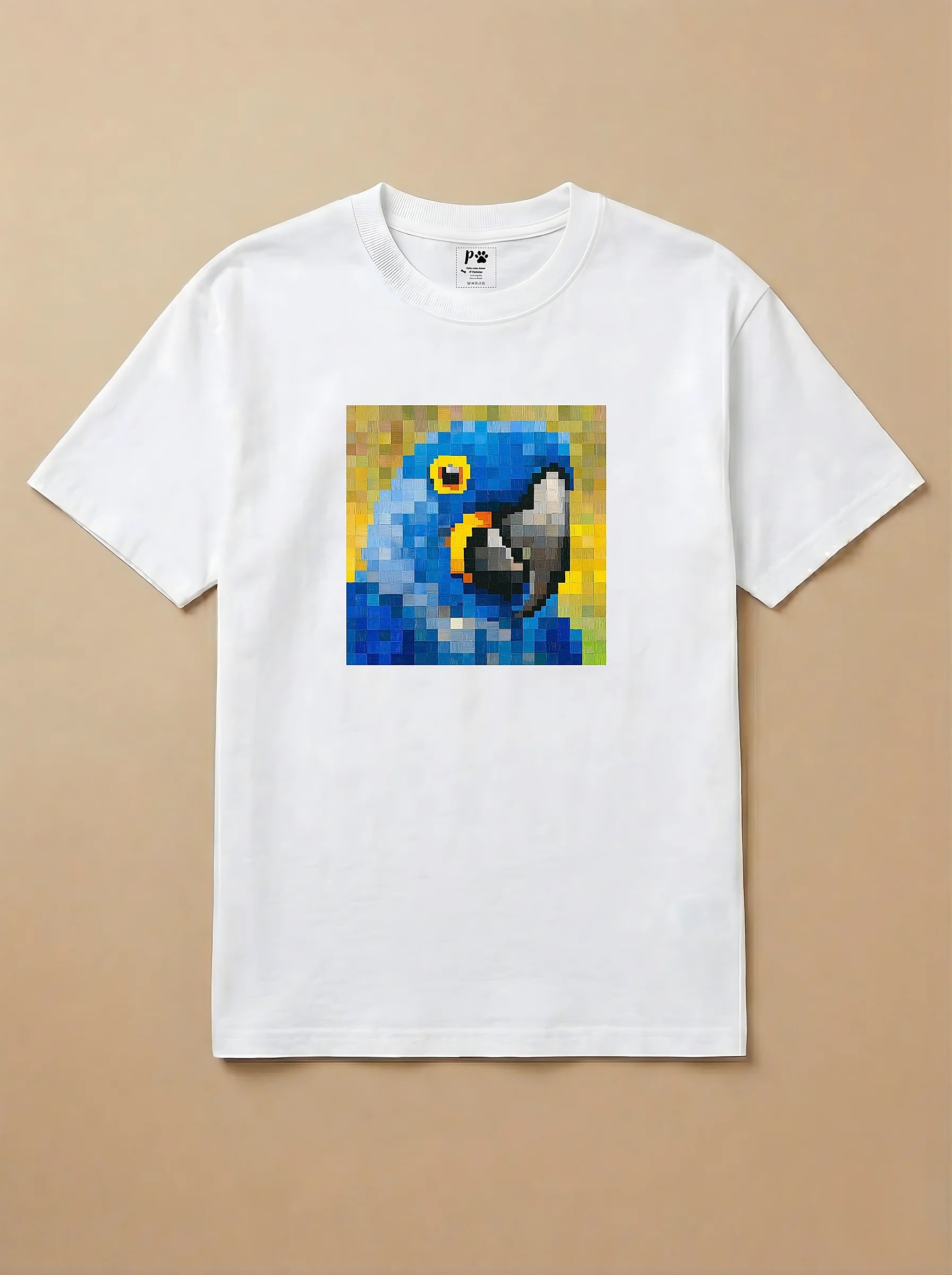 Camisa Pixel Art Arara Azul