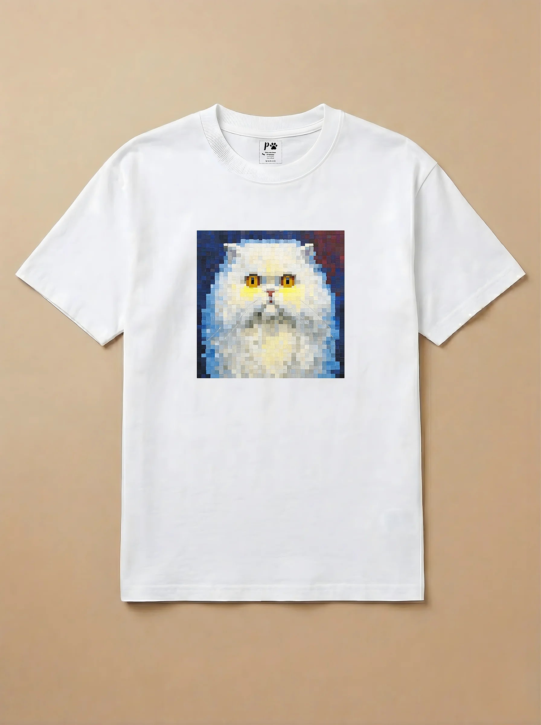 Camisa Pixel Art Gato Persa