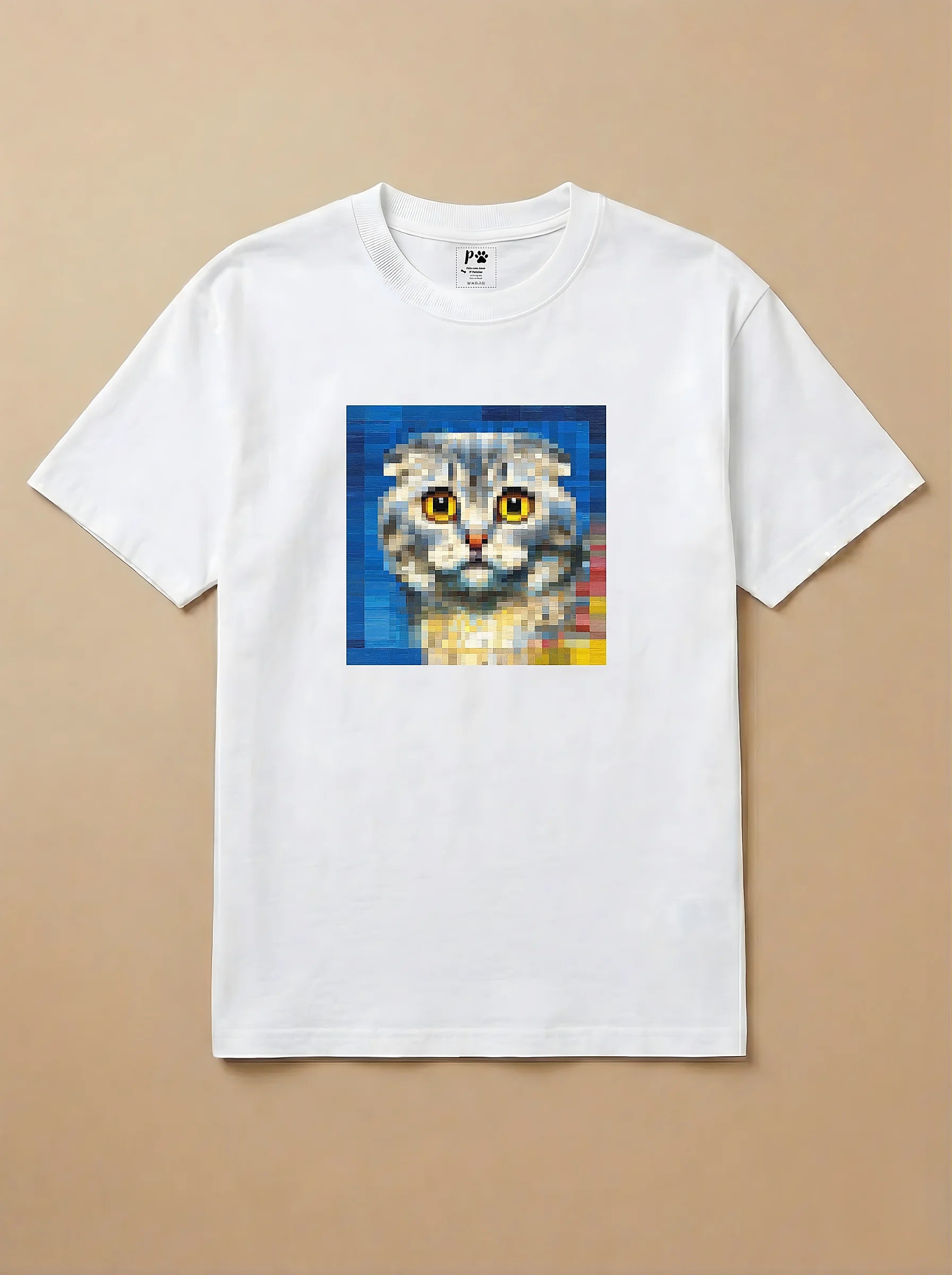 Camisa Pixel Art Gato Escocês