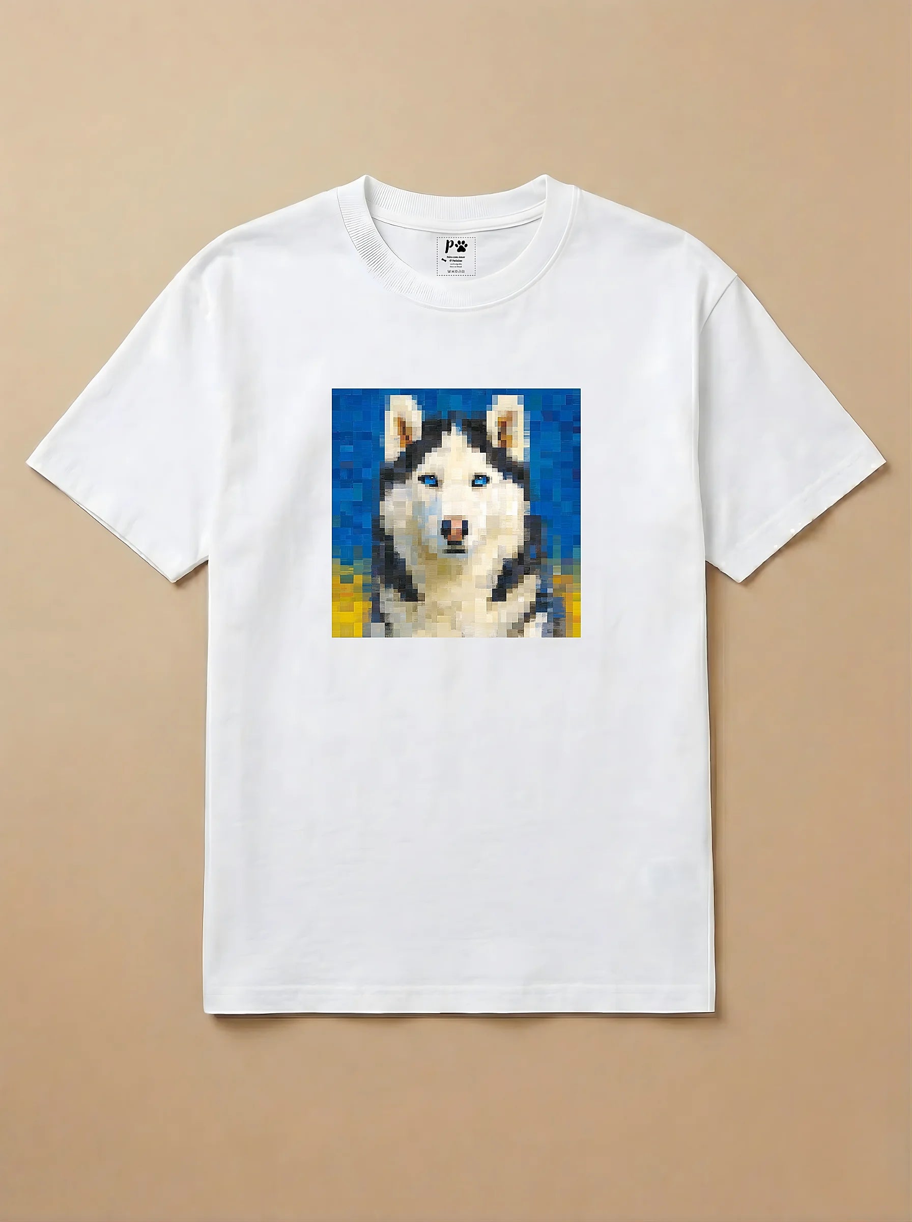 Camisa Pixel Art Husky