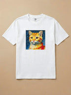 Camisa Pixel Art Gato Laranja