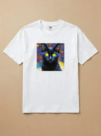 Camisa Pixel Art Gato Preto