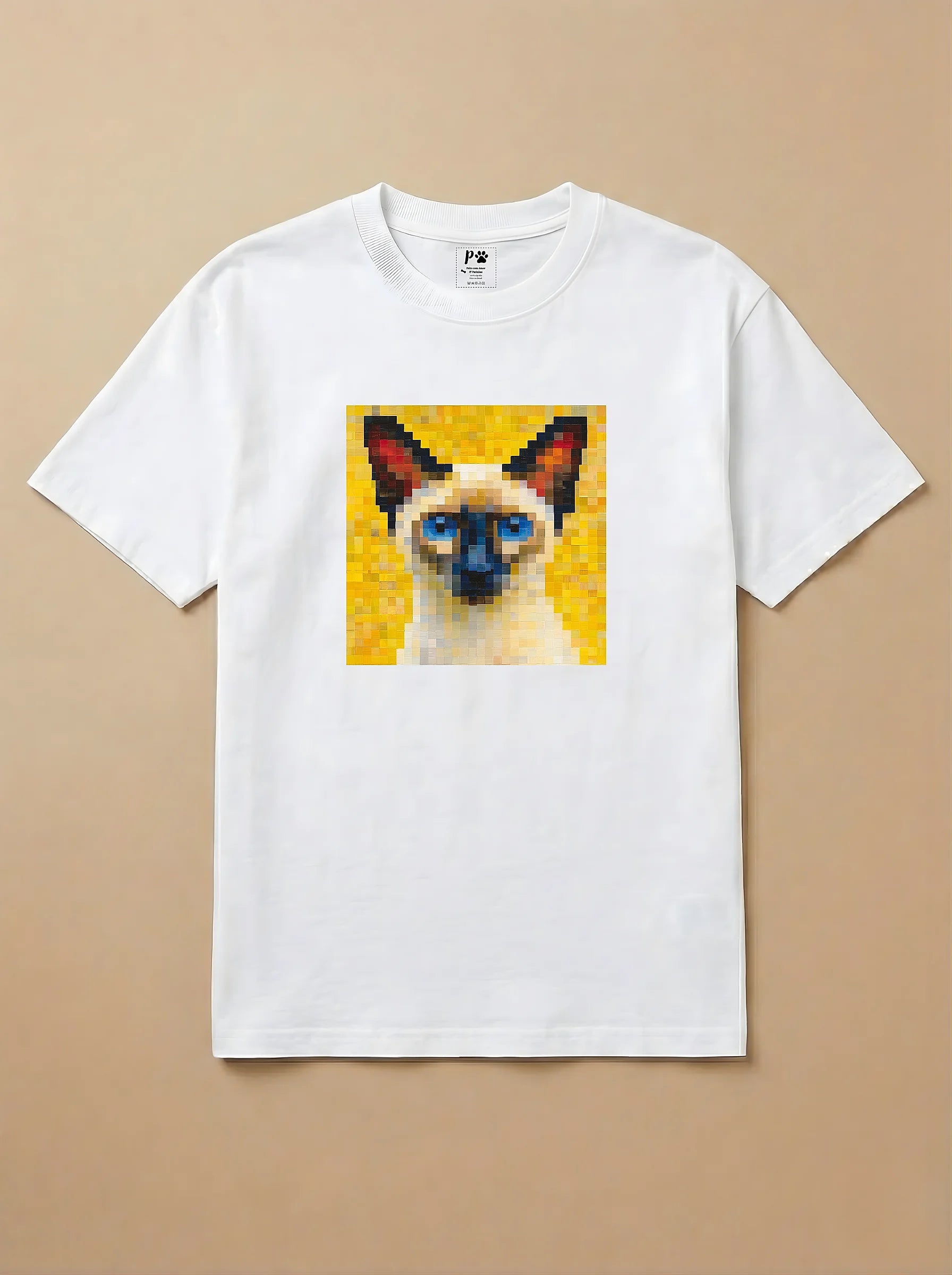 Camisa Pixel Art Gato Siamês