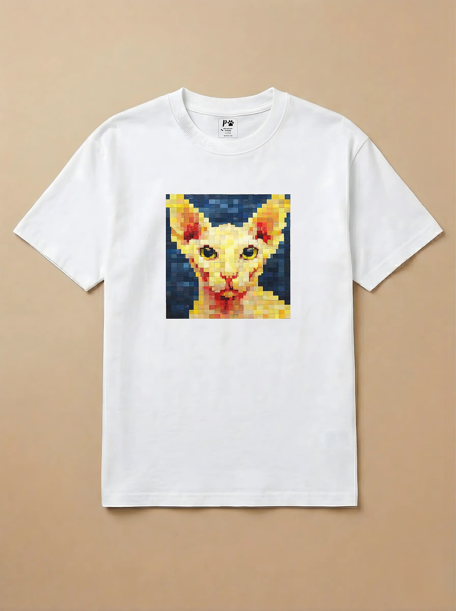 Camisa Pixel Art Gato Sphynx