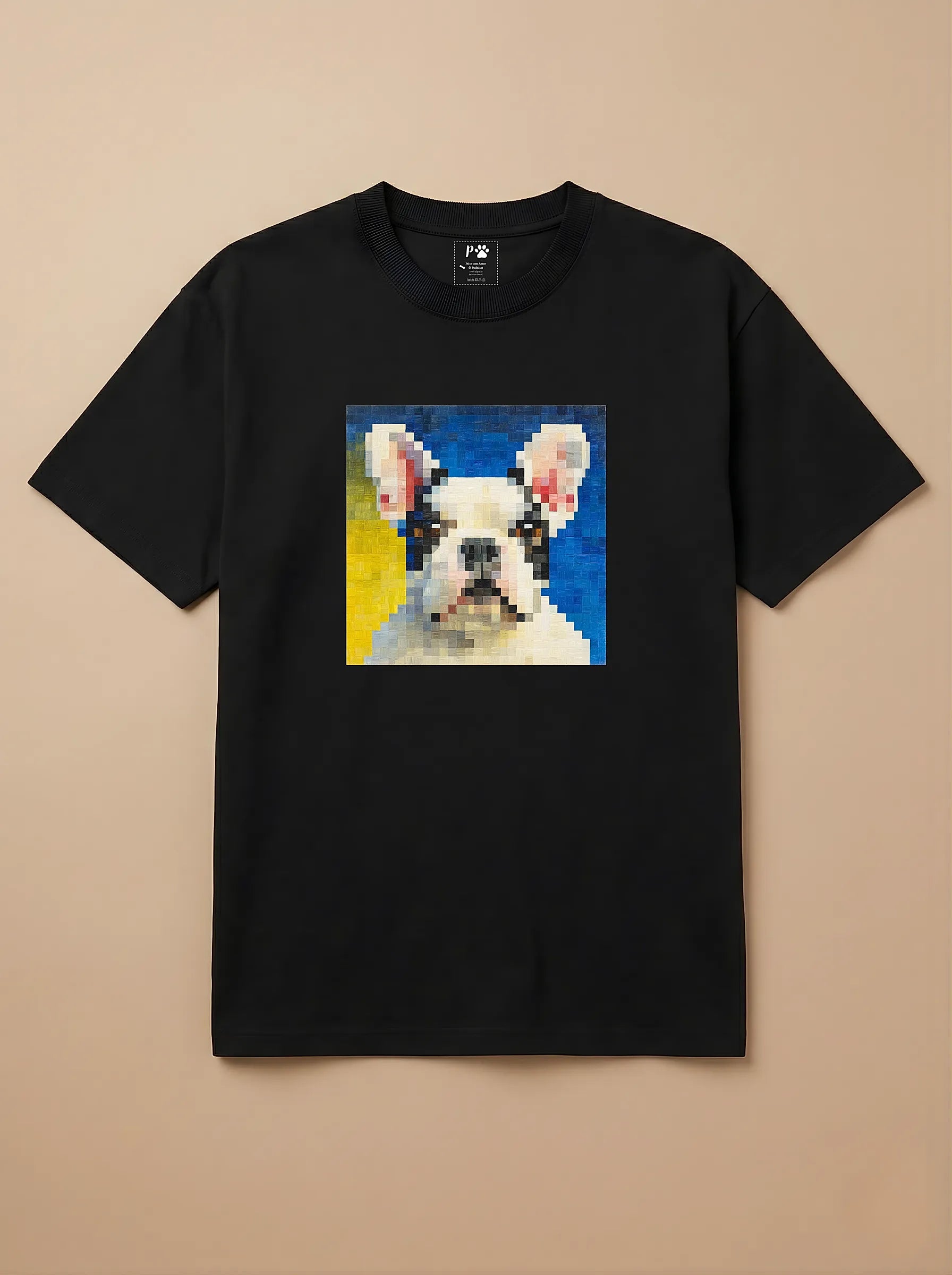 Camisa Pixel Art Bulldog Francês
