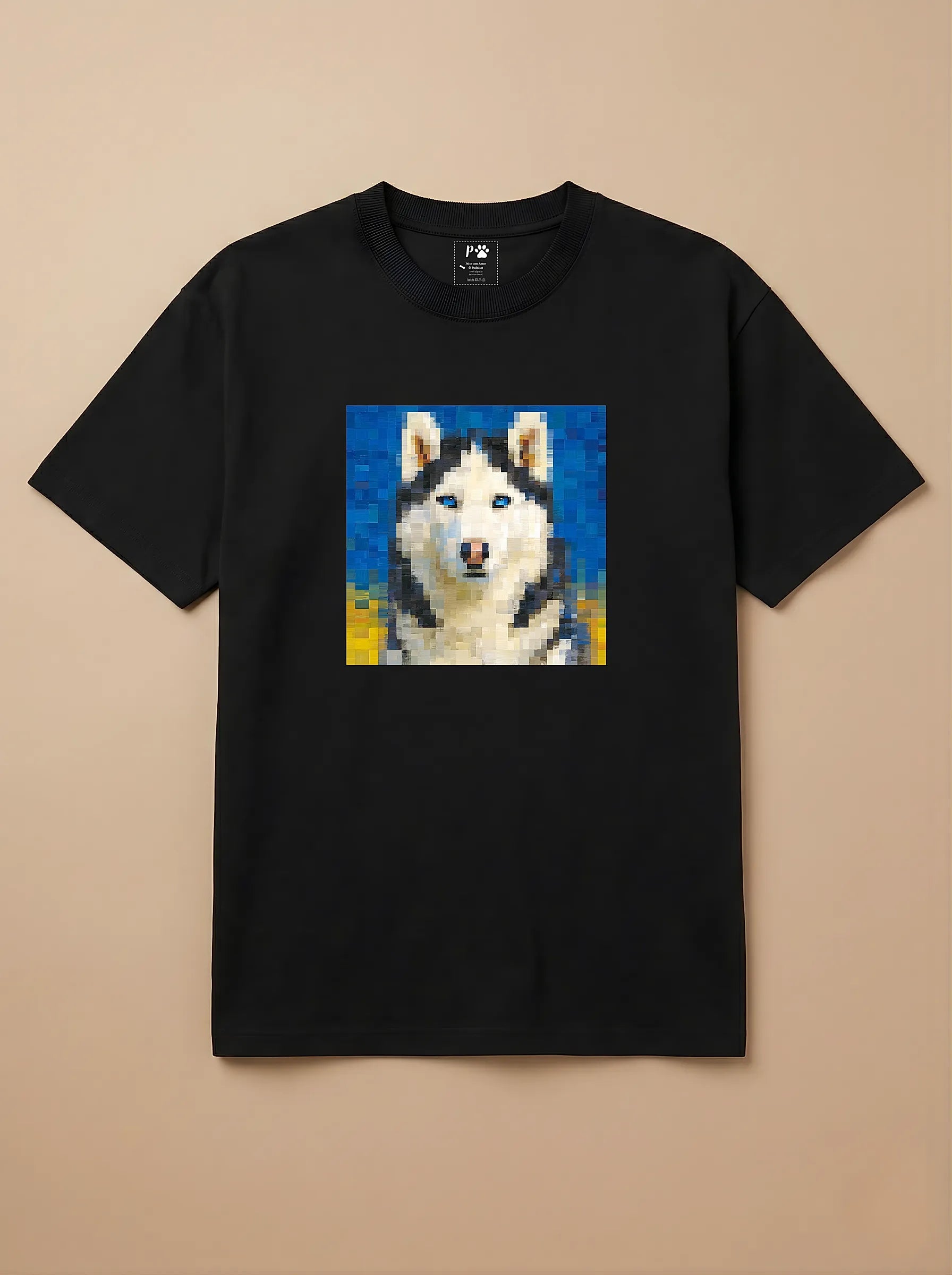 Camisa Pixel Art Husky