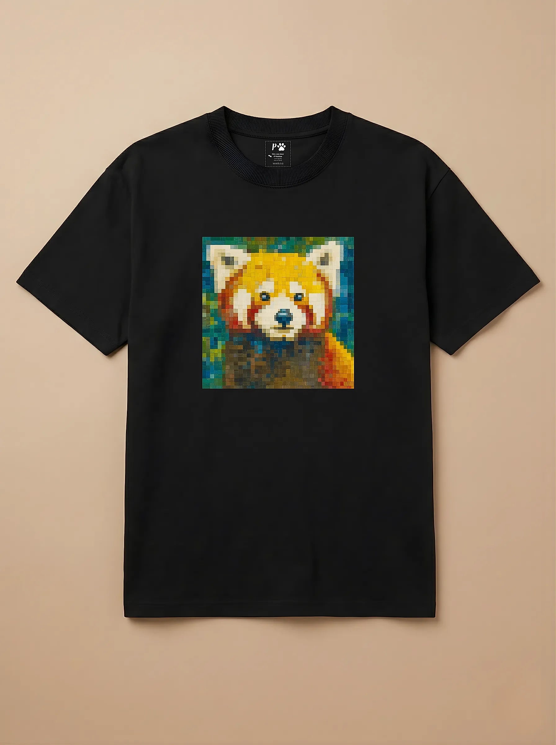 Camisa Pixel Art Panda Vermelho