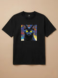 Camisa Pixel Art Gato Preto