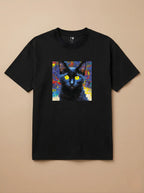 Camisa Pixel Art Gato Preto
