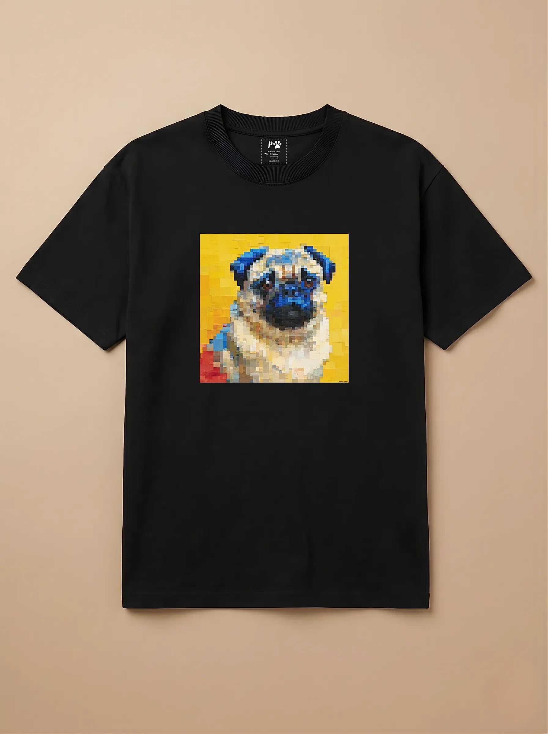 Camisa Pixel Art Pug