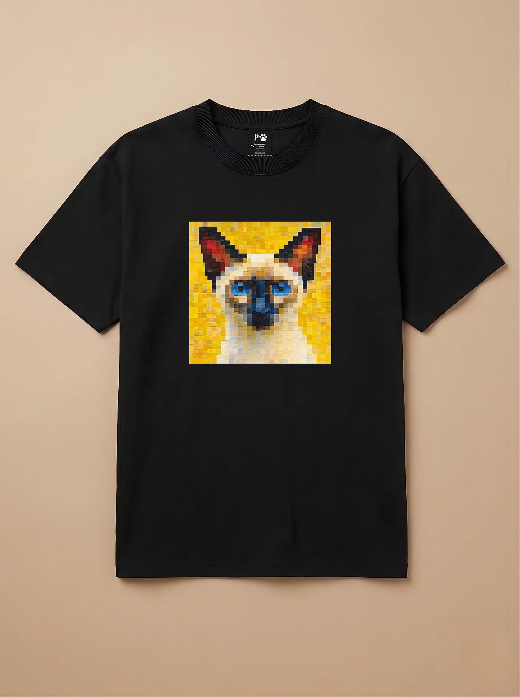 Camisa Pixel Art Gato Siamês