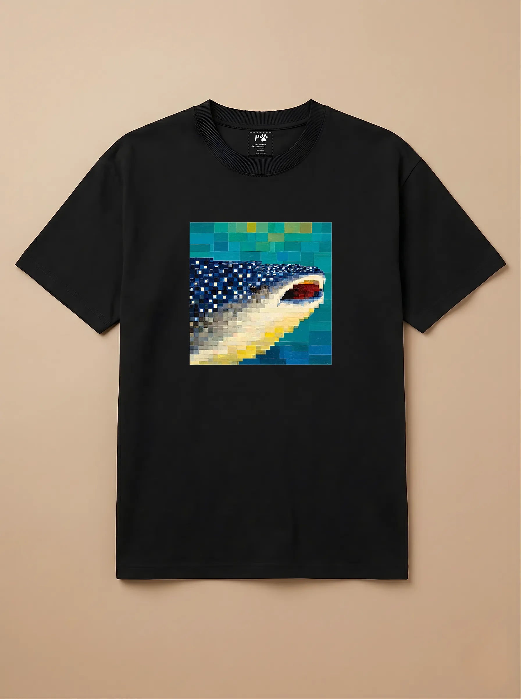 Camisa Pixel Art Tubarão Baleia