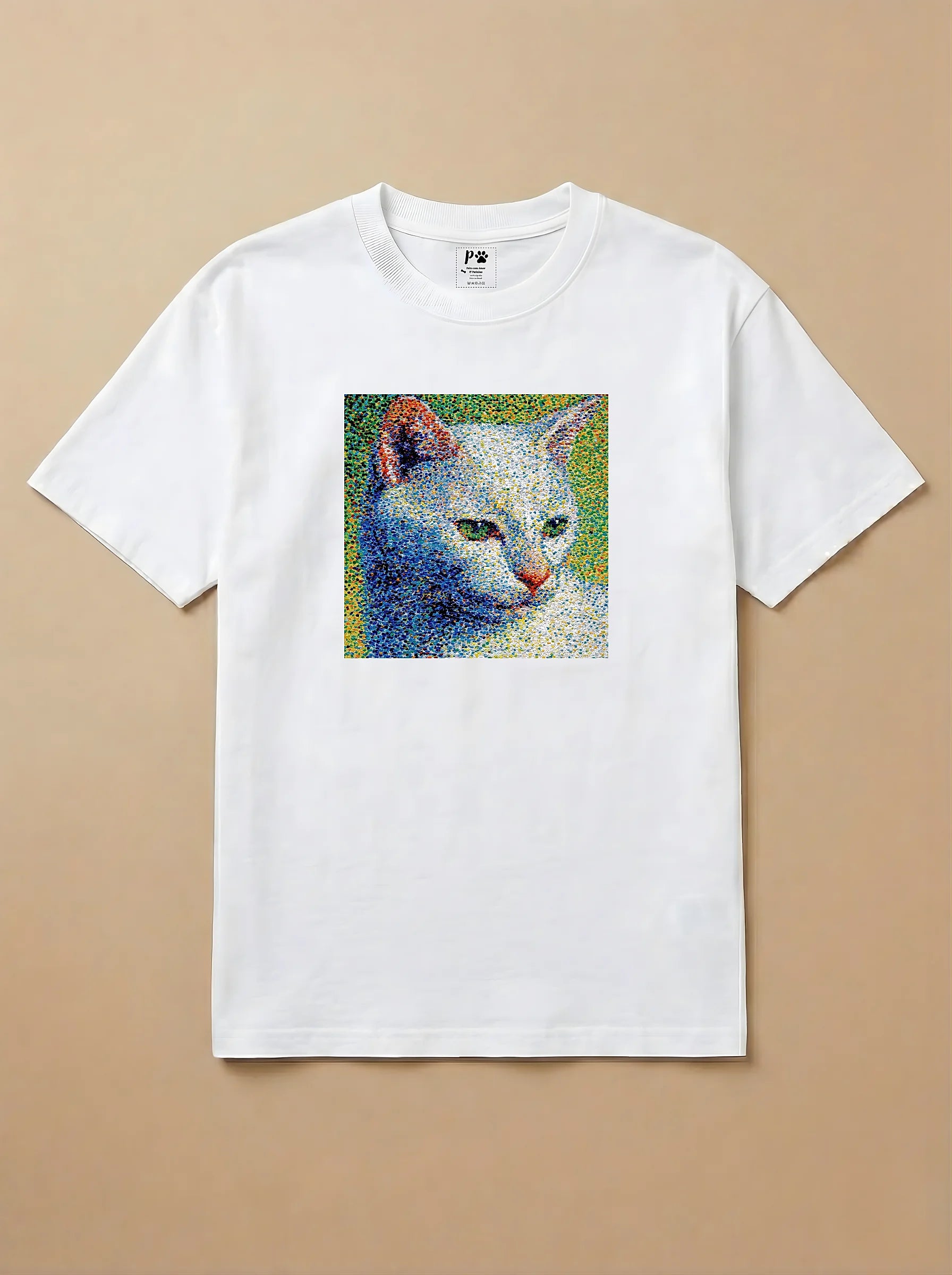 Camisa Pontilhismo - Gato Branco