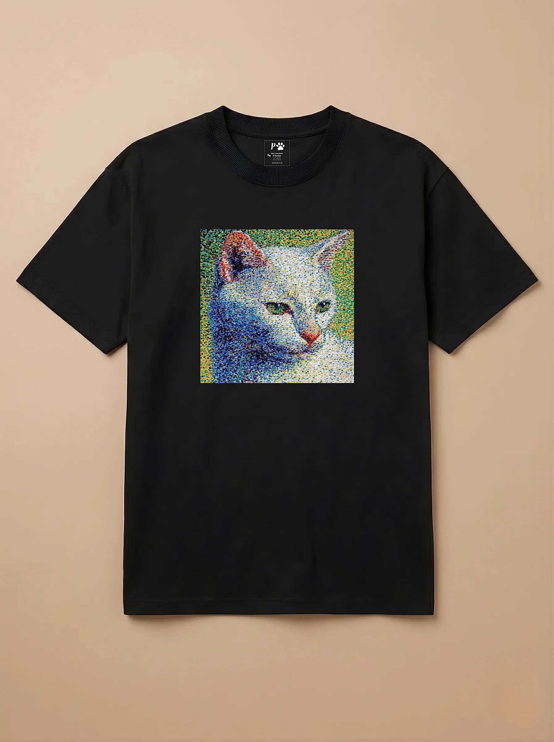 Camisa Pontilhismo - Gato Branco